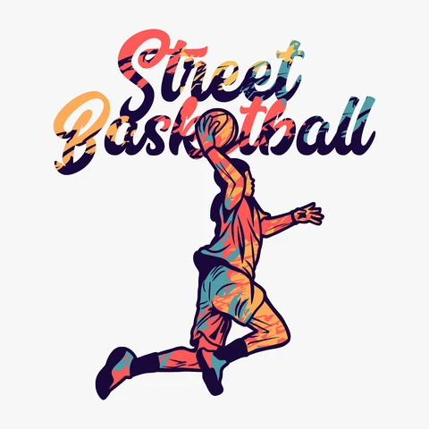 EPS,JPG Street Art Style Basketball Illustration