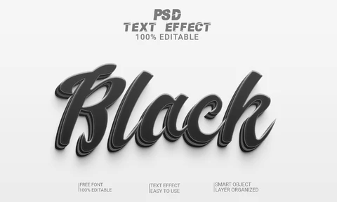 PSD Negro capas 3d estilo de fuente efecto