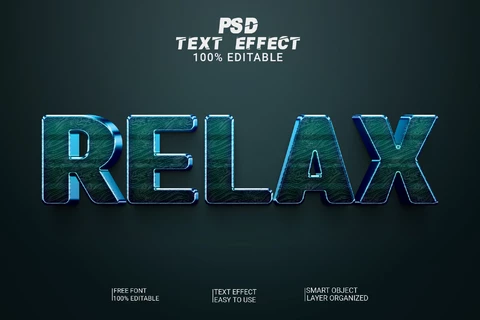 PSD Relájese efecto de texto 3d metálico oscuro