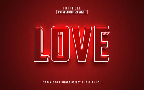 PSD Effet de style de texte d'amour