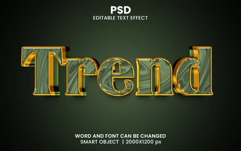 PSD Trend Khaki 3D Text Effect