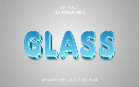 PSD Glass Blue 3D Text Effect
