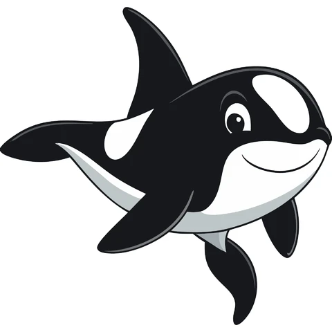 AI,JPG Cartoon Style Orca Illustration