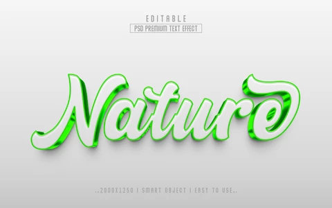 PSD Nature Green 3D Text Effect