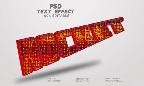 PSD Rocket mostrar 3d estilo de fuente efecto