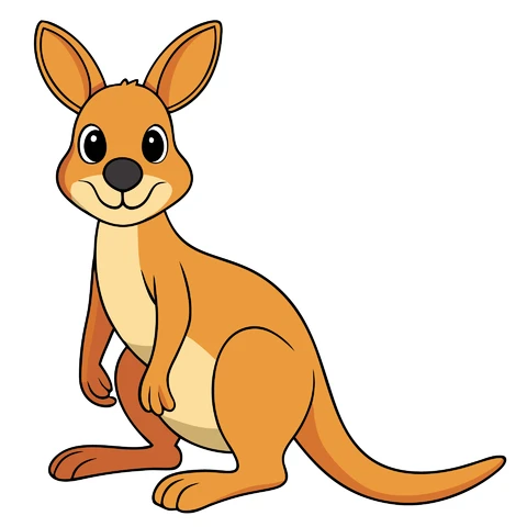 AI,JPG Illustrazione di canguro in stile cartoon
