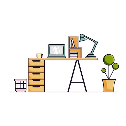 EPS,JPG Illustration d'un espace de travail minimaliste