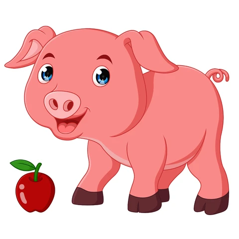 EPS,JPG Cute Cartoon Pig Illustration