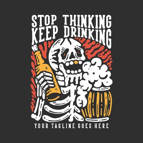 EPS,JPG Skull and Beer Illustration in Tattoo Style