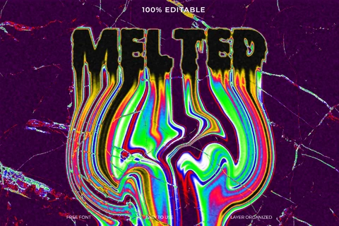PSD Melted Abstract Colorful Distortion Font Style Text Effect