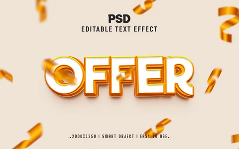 PSD Oferta fiesta blanco y oro efecto texto 3d