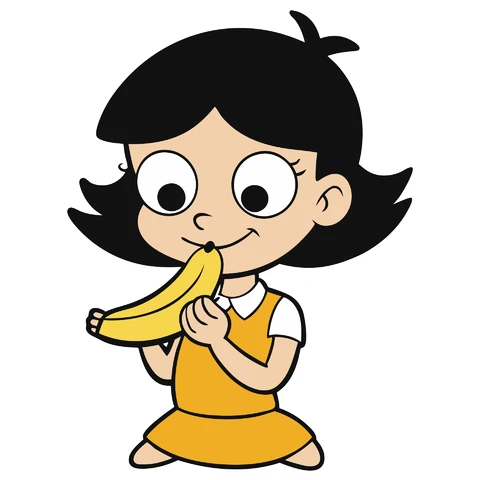 AI,JPG Cartoon Character with Banana Illustration
