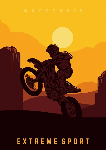 EPS,JPG Pôster de motocross em estilo de design plano