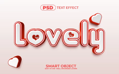 PSD Lovely Hearts 3D Text Effect
