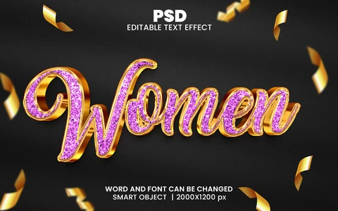 PSD Efecto texto 3d mujer