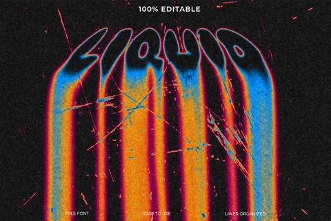 PSD Effet de style de texte liquide