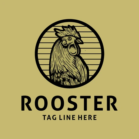 EPS,JPG Vintage Rooster Emblem Logo Design