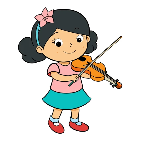 AI,JPG Cute Cartoon Character Playing Violin