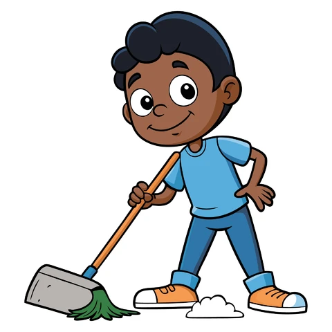 AI,JPG Cartoon Character Cleaning Illustration