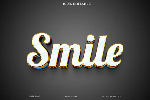PSD Sonrisa 3d estilo de fuente efecto de texto