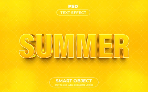 PSD Summer Yellow 3D Text Effect
