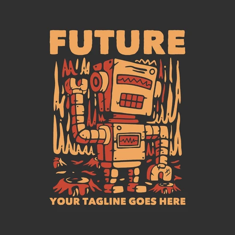 EPS,JPG Retro Futurism Robot Illustration