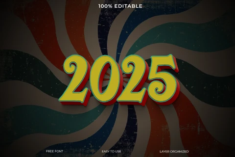 PSD Efeito de estilo de texto Feliz ano novo 2025