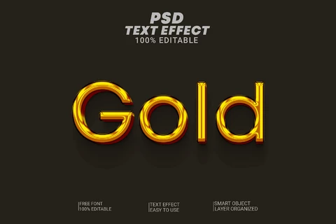 PSD Gold Thin Golden Elegant 3D Text Effect