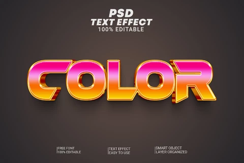 PSD Color girly classy rosegold gradient 3d text effect