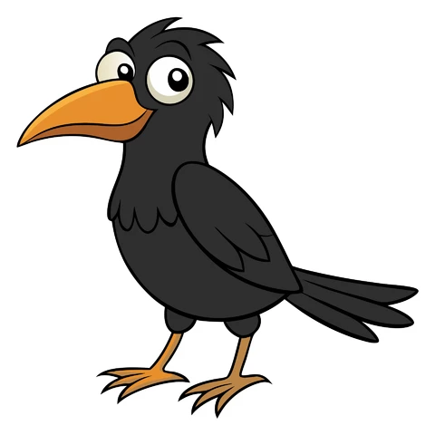 AI,JPG Cartoon Style Crow Character Illustration