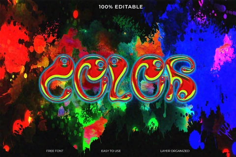 PSD Colores estilo de fuente efecto de texto