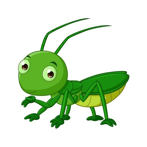 EPS,JPG Cartoon Style Green Grasshopper Illustration