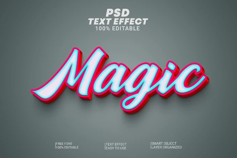 PSD Магический скорописный спортивный 3d текстовый эффект