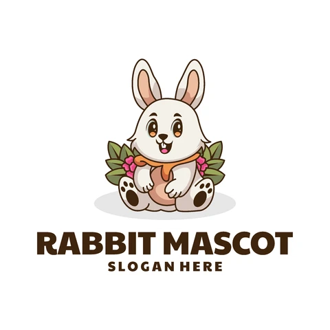 EPS,JPG Cute Cartoon Rabbit Mascot Logo Design