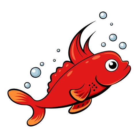 AI,JPG Cartoon Style Red Fish Illustration