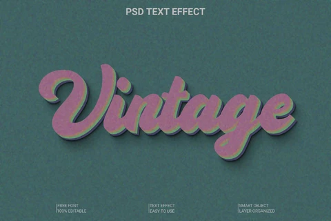 PSD Vintage Groovy 3D Font Style Effect