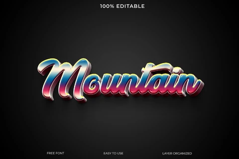 PSD Efeito de estilo de texto de montanha