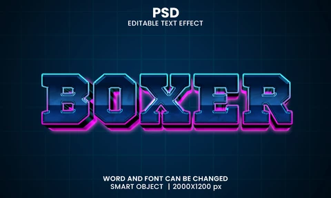PSD Effet de texte 3d boxeur futuriste