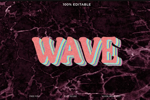 PSD Wave Layered Colors Grunge Font Style Effect