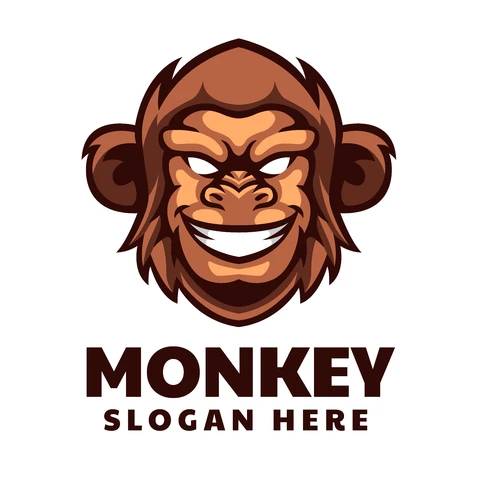 EPS,JPG Design do logotipo do mascote com um macaco