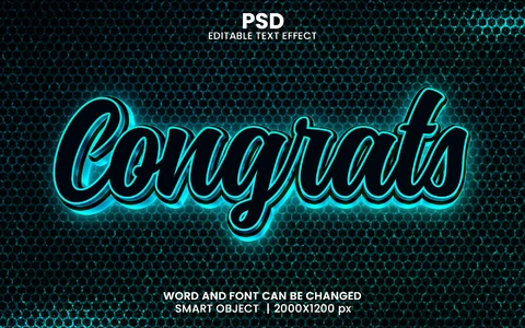 PSD Felicidades Efecto texto 3D