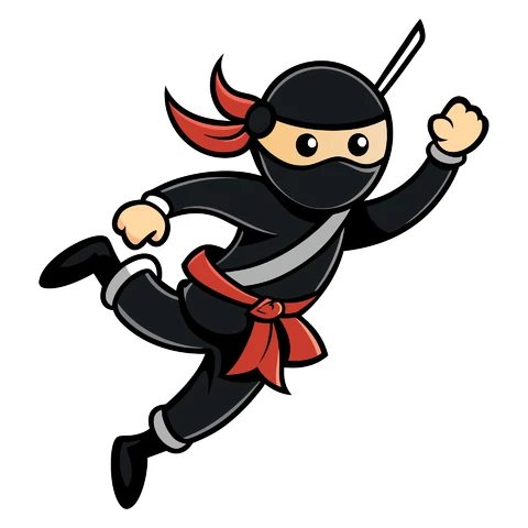 AI,JPG Ilustración de personaje ninja en estilo cartoon