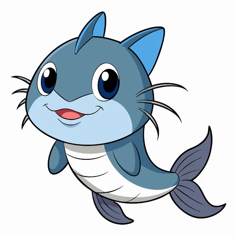 AI,JPG Cartoon Style Cute Fish Character