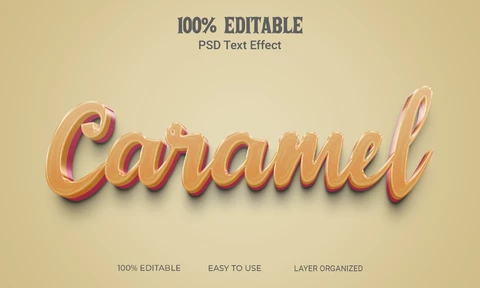 PSD Caramel Toffee Embossed 3D Text Effect