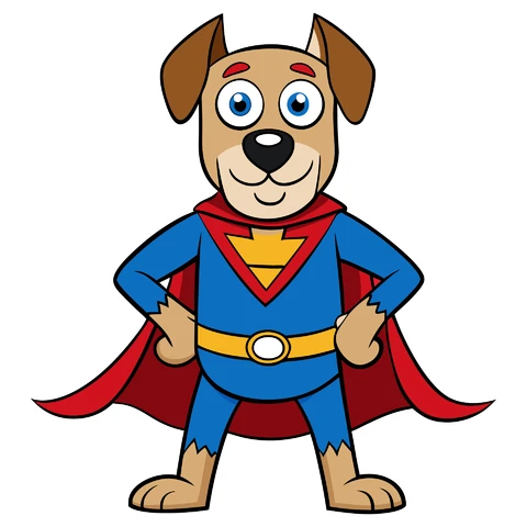 AI,JPG Cartoon Superhero Dog Character