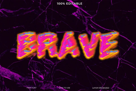 PSD Brave Pink Destroyed 80s Font Style Text Effect