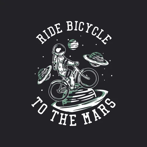 EPS,JPG Retro Futuristic Bicycle Mars Illustration