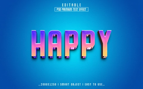 PSD Happy Sunrise Gradient 3D Text Effect