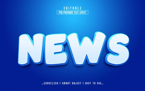 PSD Blue News 3D Text Effect