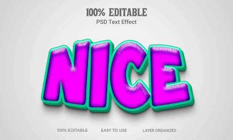 PSD Effet de texte 3d en violet pour une bande dessinée amusante